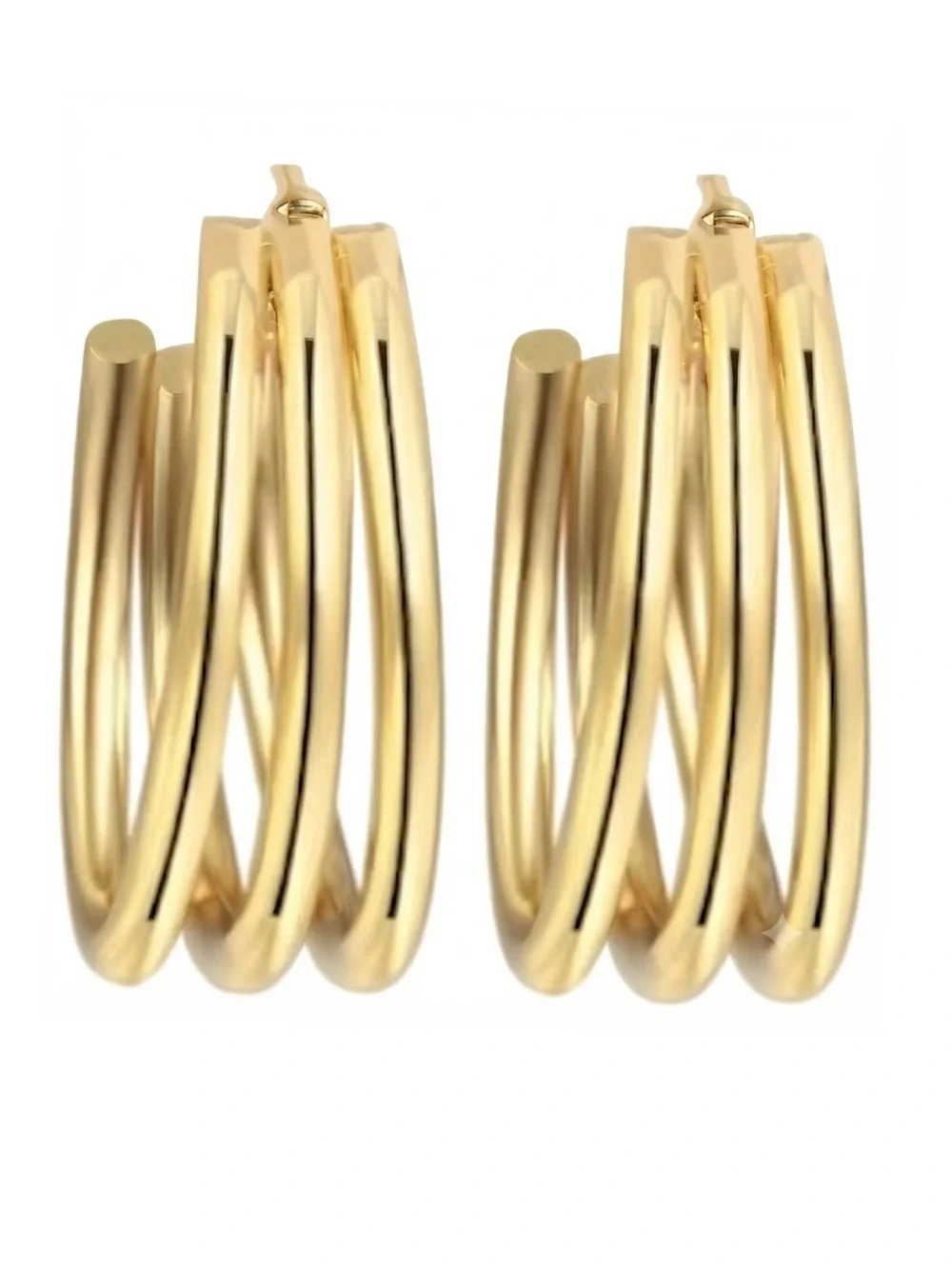 Gold Tone Triple Hoop Stud Earrings (NWT)